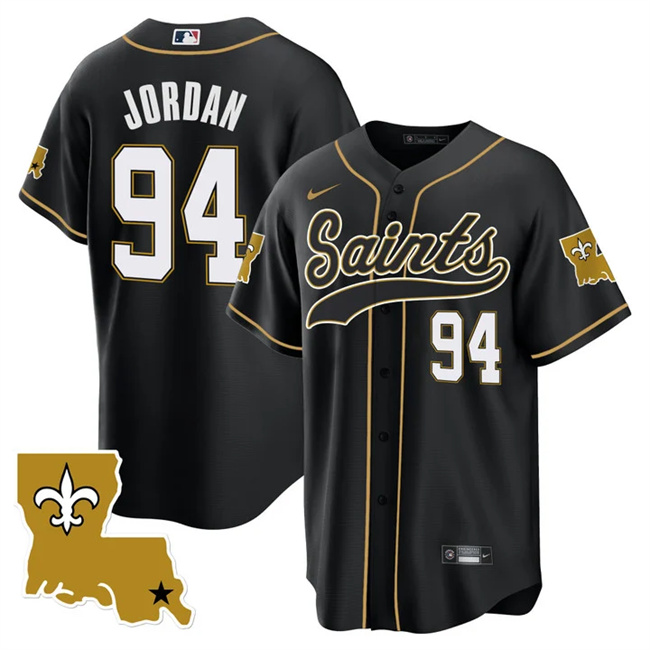 Men's New Orleans Saints #94 Cameron Jordan Black 1987 Legacy Cool Base Stitched Baseball Jersey